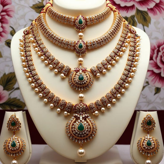 Combo Offer Diamond Necklace With Gold Plated