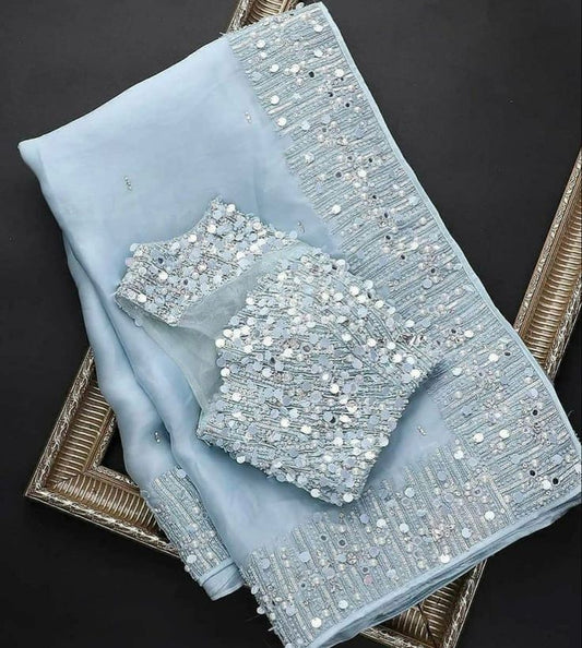 Mirror Shine Look Saree Set